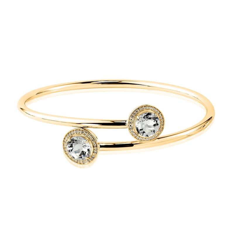Auriya 4ct White Topaz Gold over Silver Bangle Bracelet with Diamond Accents