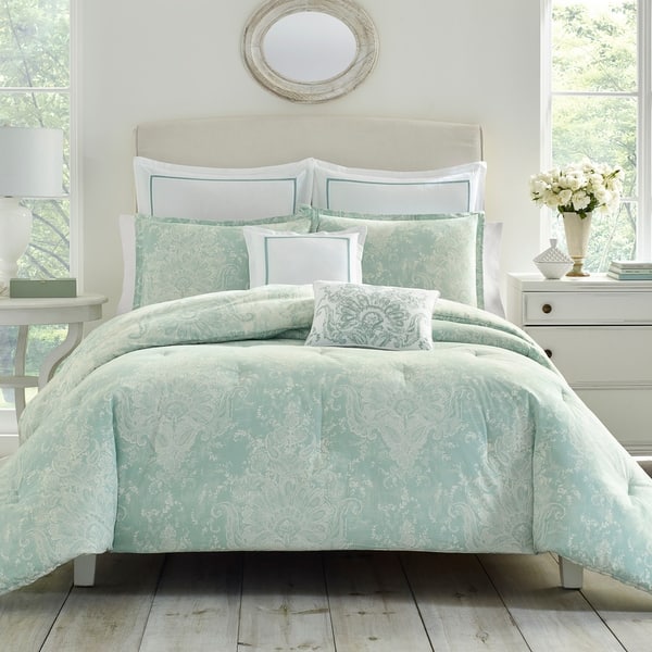 Shop Laura Ashley Maddox Blue Bonus Comforter Set Free Shipping