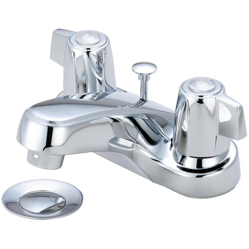 Elite Two Handle Bath Faucet with Mini Blade Handles, Brass Drain