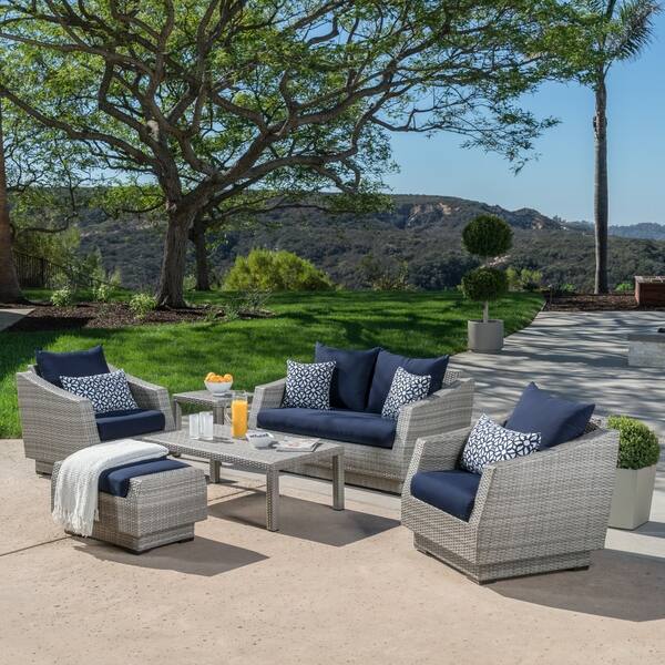 Shop Cannes 6pc Loveseat Deep Seating Set With Navy Blue Cushions By Rst Brands Overstock 21124545