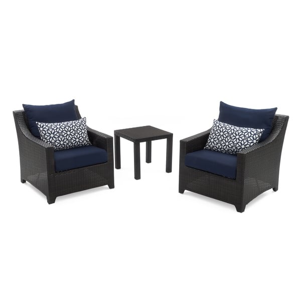 Shop Deco 2 Club Chairs Side Table Set With Navy Blue Cushions By Rst Brands On Sale Overstock 21124559