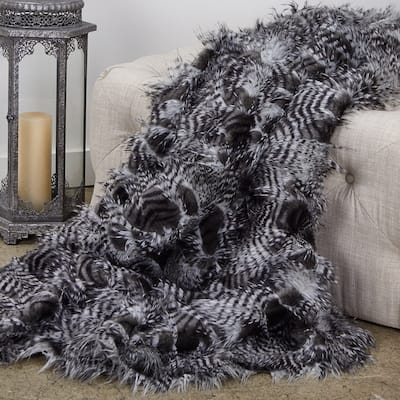 Plutus Porcupine Grey and Silver Faux Fur Luxury Blanket