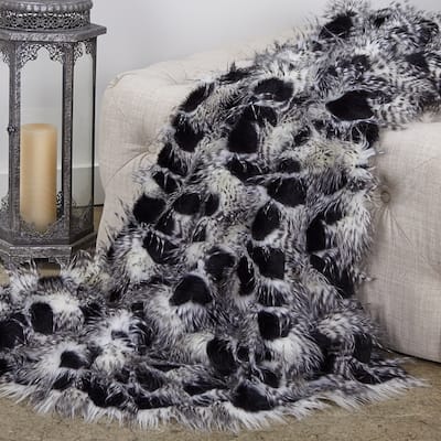 Plutus Porcupine Black and White Faux Fur Luxury Blanket