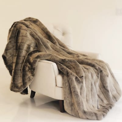 Plutus Frost Mink Dark Brown Faux Fur Luxury Blanket