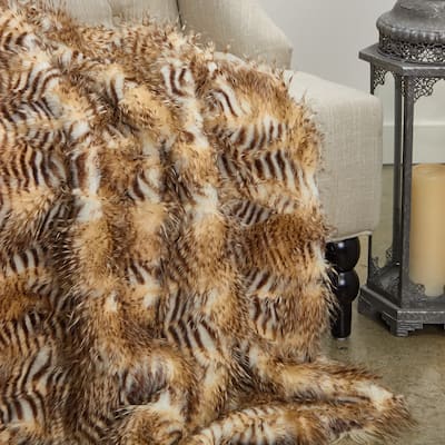 Plutus Porcupine Beige Faux Fur Luxury Blanket