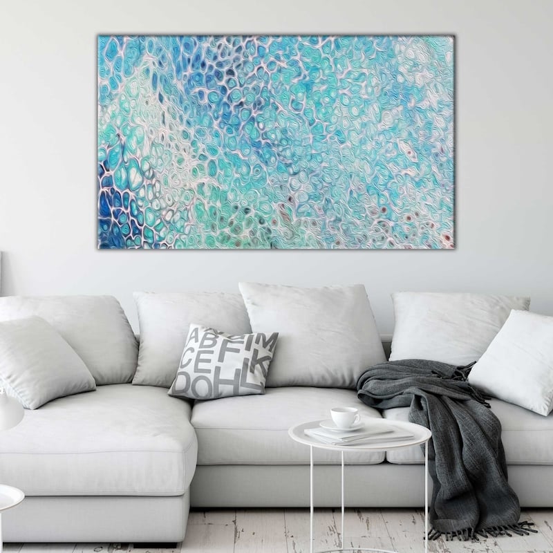"Blue Lagoon Fluid Art I" Wrapped Canvas Wall Art