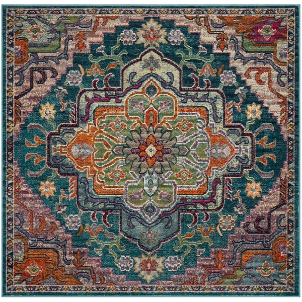 Safavieh Crystal Vintage Teal / Rose Rug - 5' Square