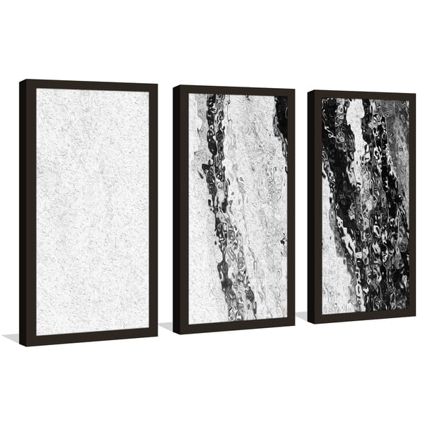 Shop Black And White Fluid Art Iii Framed Acrylic Wall Art Set