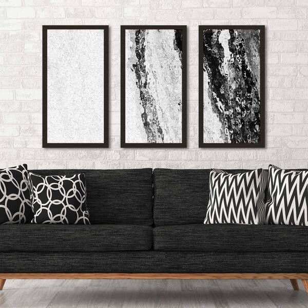 Shop Black And White Fluid Art Iii Framed Acrylic Wall Art Set