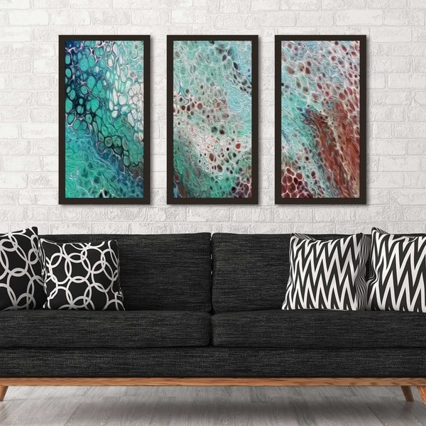 "Blue Lagoon Fluid Art II" Framed Acrylic Wall Art Set of 3 - Bed Bath ...