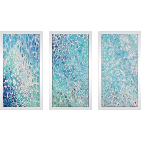 "Blue Lagoon Fluid Art I" Framed Acrylic Wall Art Set of 3