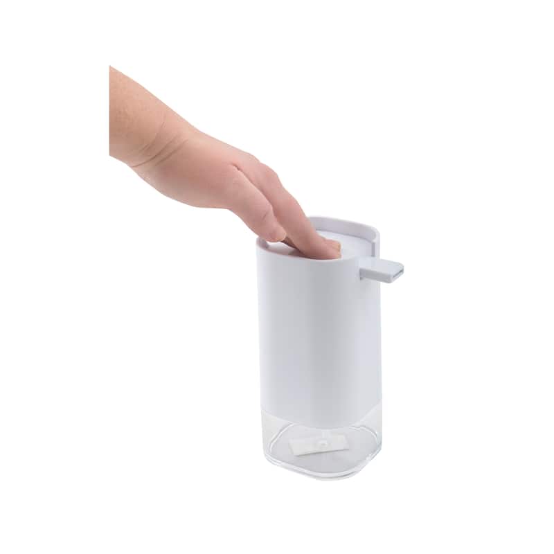 Bath Bliss Acrylic Soap Dispenser in White - 3"x 3"x 6.3"