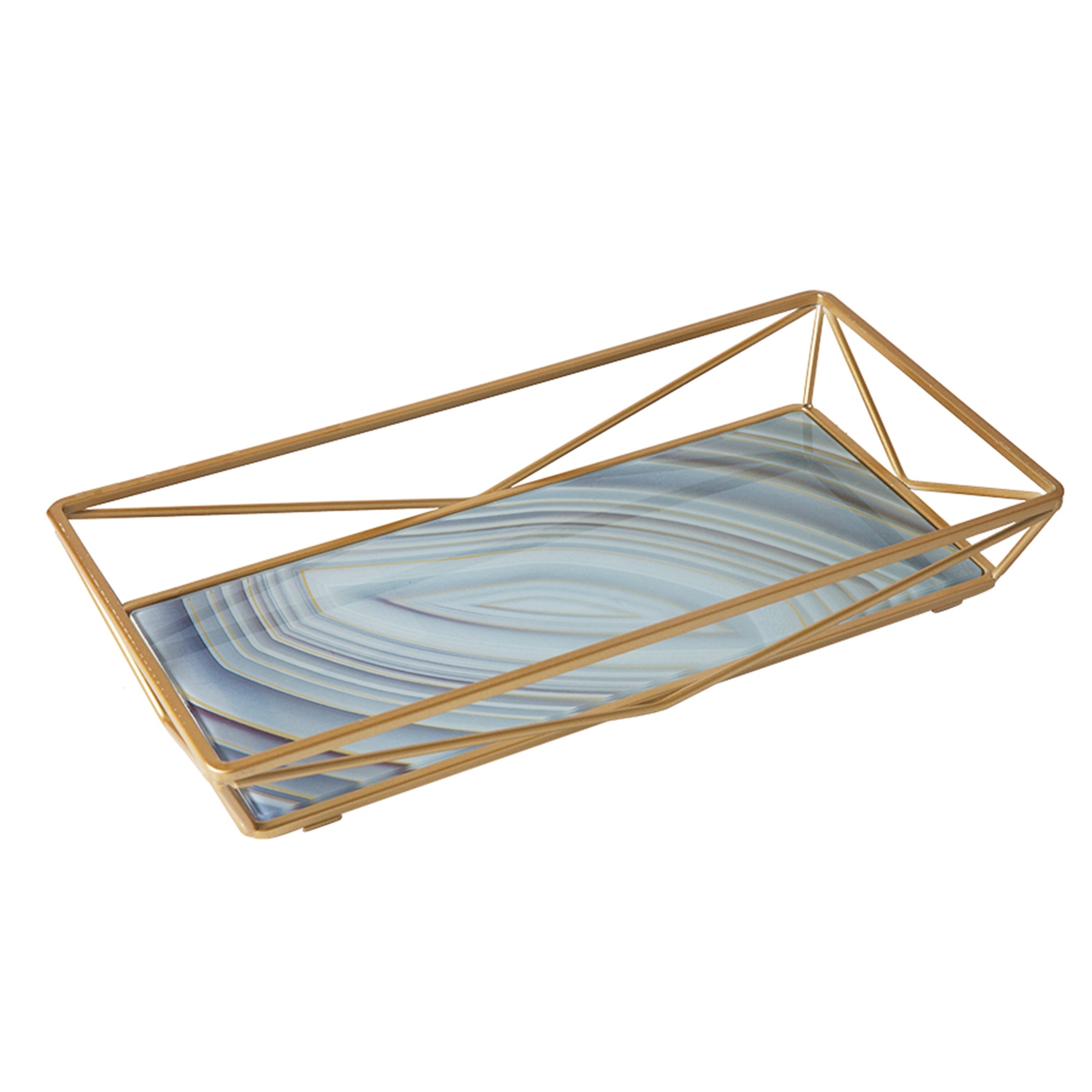 Shop Home Details Blue Agate Design Geometric Vanity Tray In Gold Free Shipping On Orders Over 45 Overstock 21130845