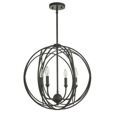 Lancelot Oil Rubbed Bronze 4-Light Globe Cage Pendant