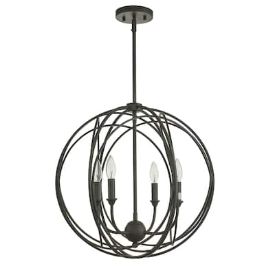 Lancelot Oil Rubbed Bronze 4-Light Globe Cage Pendant