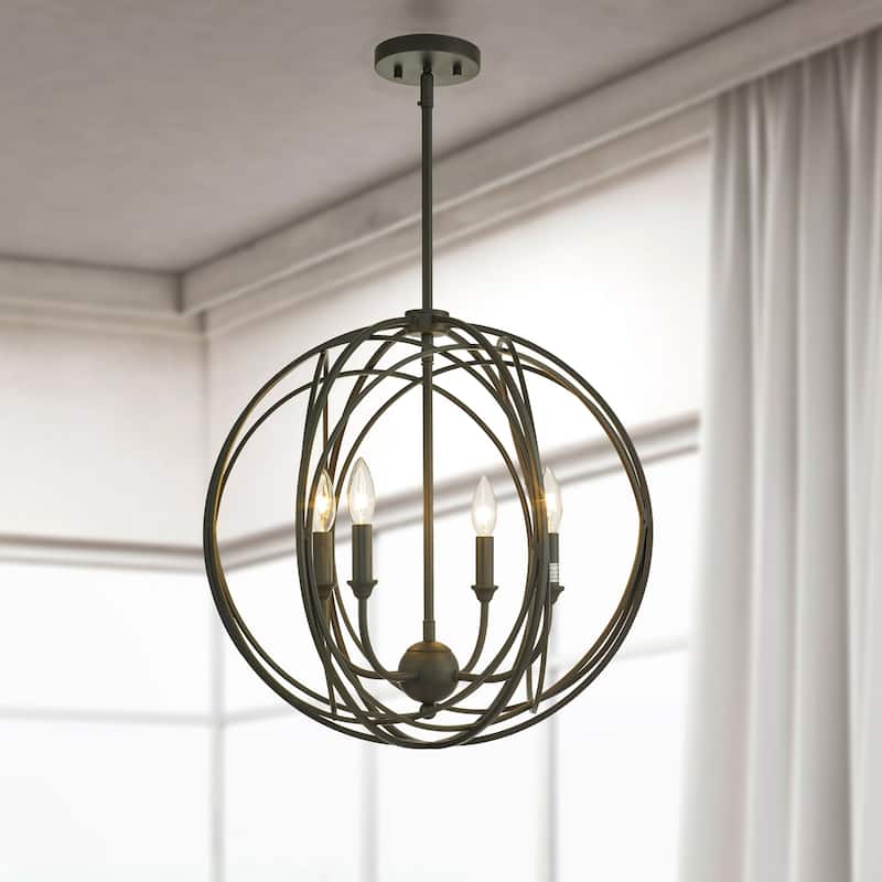 Lancelot Oil Rubbed Bronze 4-Light Globe Cage Pendant
