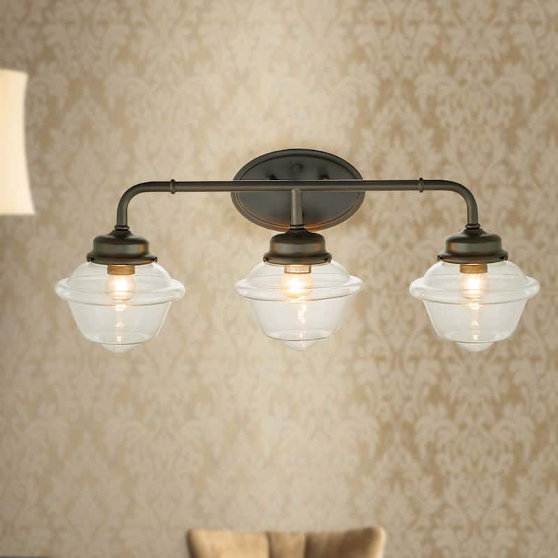 Sylvester Oil Rubbed Bronze 3-Light Wall Sconce with Glass Shade
