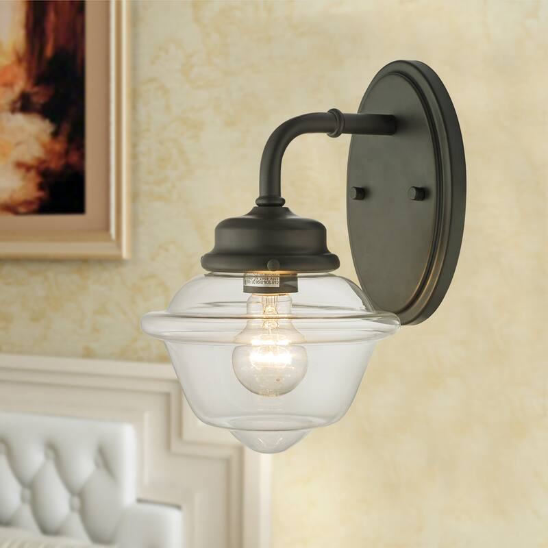 Nivor Oil Rubbed Bronze 1-Light Wall Sconce with Glass Shade