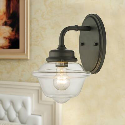 Nivor Oil Rubbed Bronze 1-Light Wall Sconce with Glass Shade