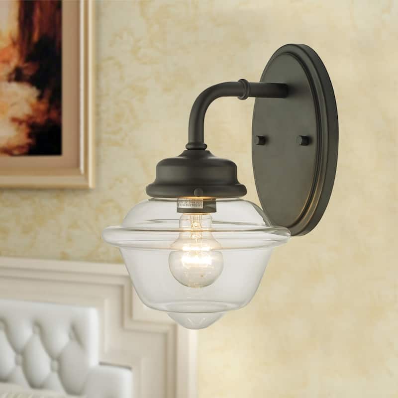 Nivor Oil Rubbed Bronze 1-Light Wall Sconce with Glass Shade