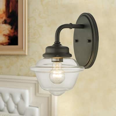 Nivor Oil Rubbed Bronze 1-Light Wall Sconce with Glass Shade
