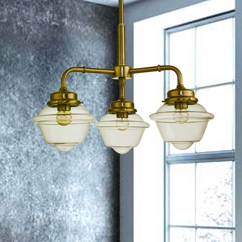 Vladimir Satin Nickel 3-Light Chandelier with Glass Shade
