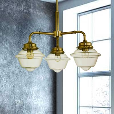 Vladimir Satin Nickel 3-Light Chandelier with Glass Shade