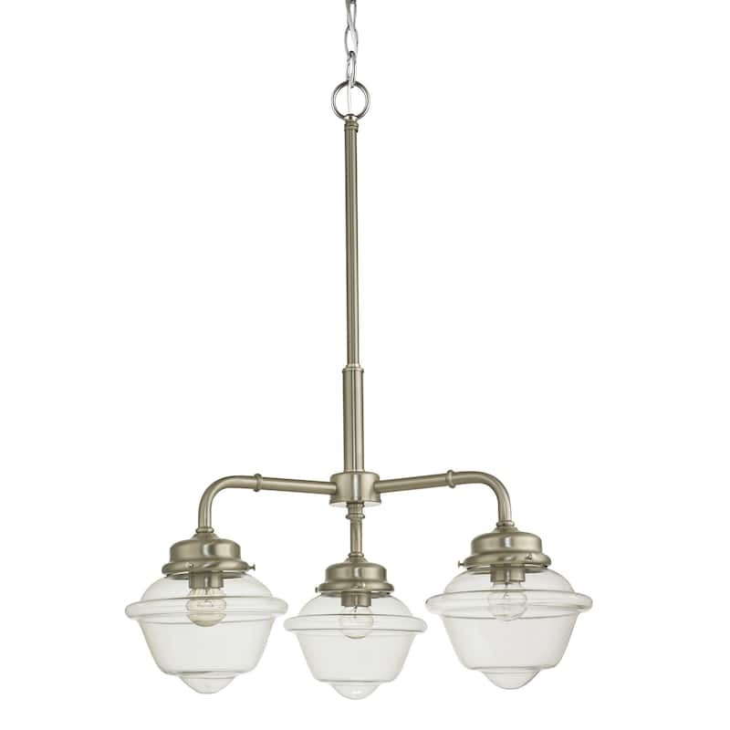 Vladimir Satin Nickel 3-Light Chandelier with Glass Shade