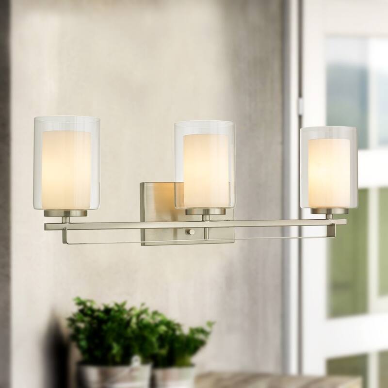 Constantin Satin Nickel 3-Light Wall Sconce with Dual Glass Tube Shade