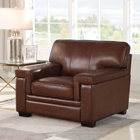Abbyson Reagan Brown Top Grain Leather Armchair