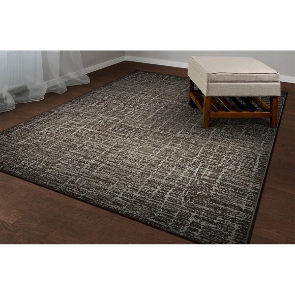 Provencal Linear Brown Area Rug - 5'3" x 7'6"