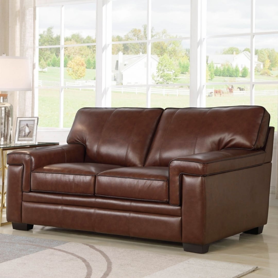 abbyson reagan brown top grain leather armchair