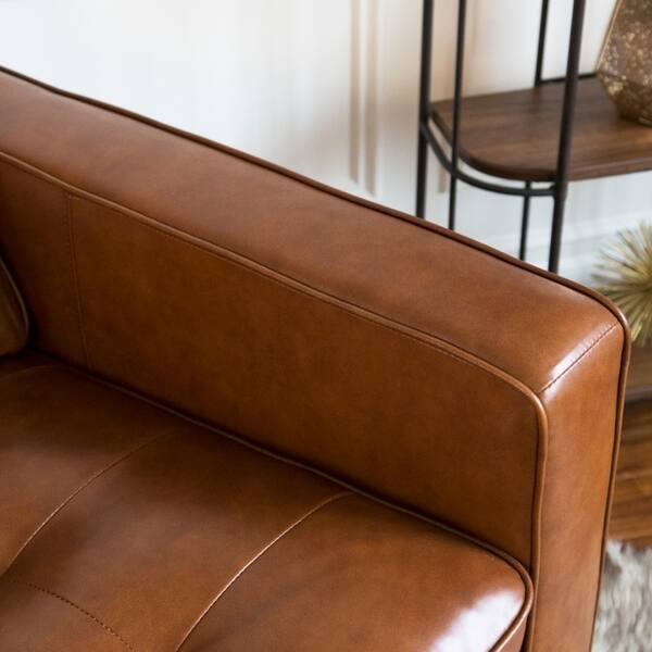 Shop Abbyson Holloway Mid Century Top Grain Leather Sofa On Sale