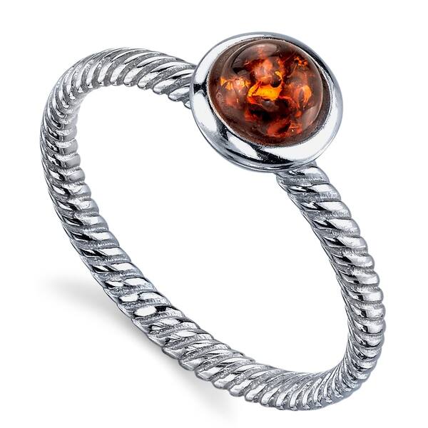 Baltic Amber Sterling Silver Round Ring Baltic Amber Sterling Silver Round Ring
