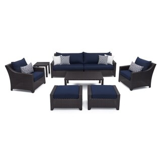 Deco 8 Piece Sunbrella Outdoor Patio Sofa And Club Chair Set - Navy Blue