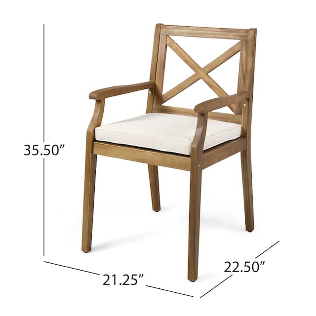 Perla Outdoor Acacia Wood Dining Chair (Set of 2) by Christopher Knight