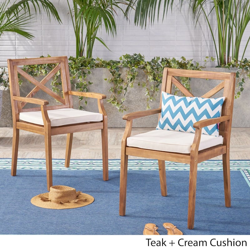 Perla Outdoor Acacia Wood Dining Chair (Set of 2) by Christopher Knight Home