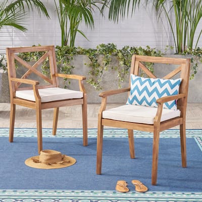 Perla Outdoor Acacia Wood Dining Chair (Set of 2) by Christopher Knight Home
