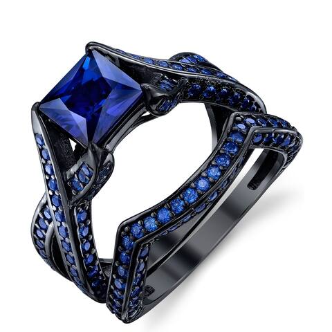 Black Blue Wedding Rings Find Great Jewelry Deals Ping At Oliveti Black Sterling Silver Simulated Shire 2 Carat Princess Cubic Zirconia Wedding Ring Bridal Sets