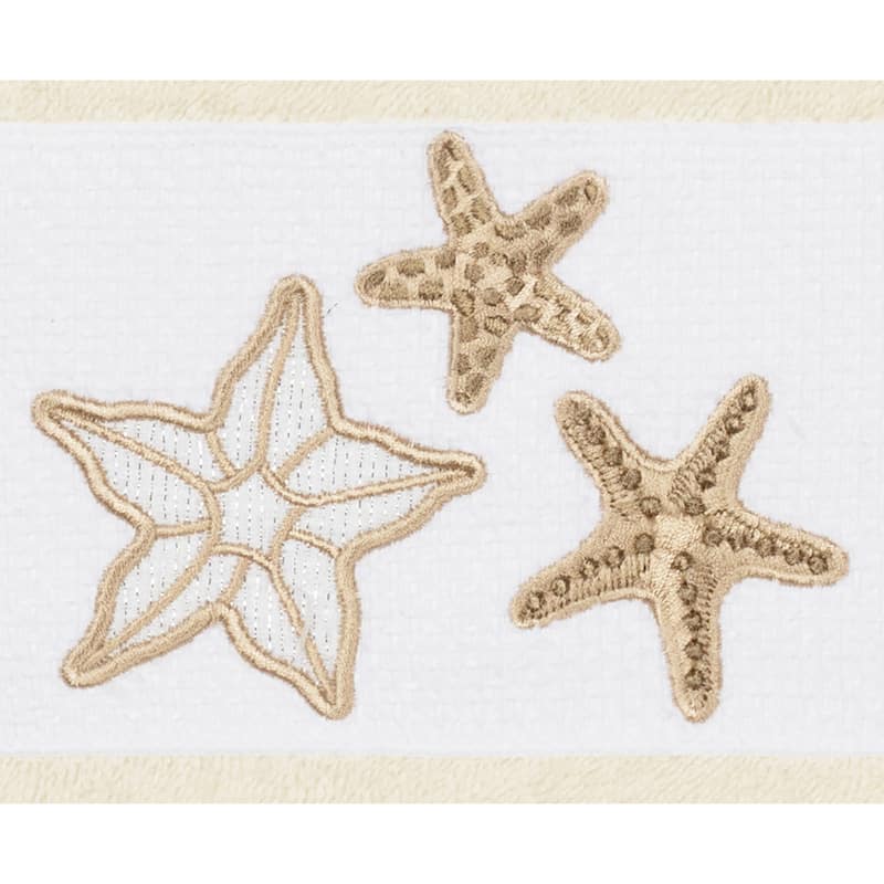 Authentic Hotel and Spa Cream Turkish Cotton Starfish Embroidered Hand Towels (Set of 2)