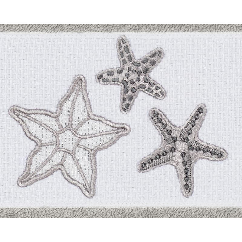 Authentic Hotel and Spa Grey Turkish Cotton Starfish Embroidered Hand Towels (Set of 4)