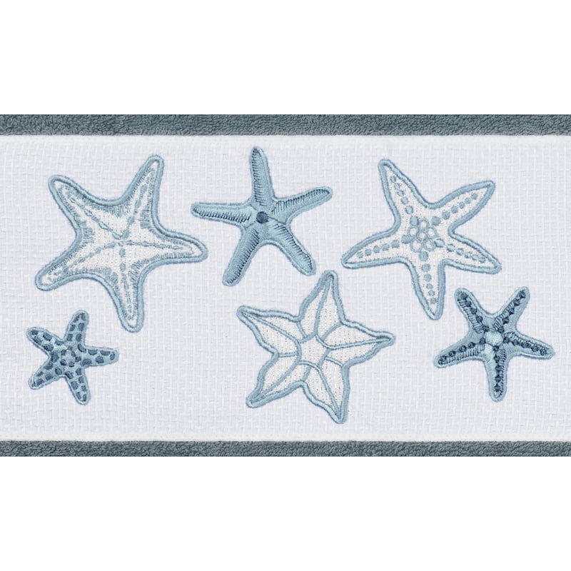 Authentic Hotel and Spa Teal Blue Turkish Cotton Starfish Embroidered 4 piece Towel Set
