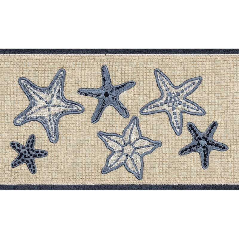 Authentic Hotel and Spa Midnight Blue Turkish Cotton Starfish Embroidered 3 piece Towel Set