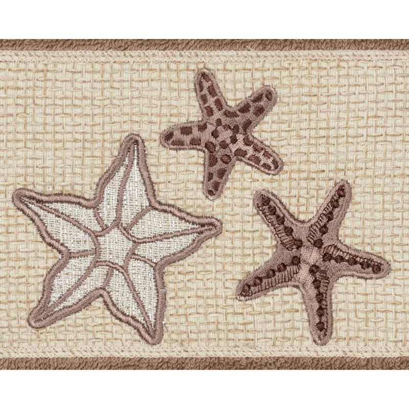 Authentic Hotel and Spa Latte Brown Turkish Cotton Starfish Embroidered Hand Towel