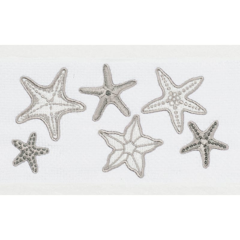 Authentic Hotel and Spa White Turkish Cotton Starfish Embroidered Bath Towels (Set of 4)