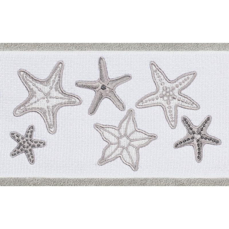 Authentic Hotel and Spa Grey Turkish Cotton Starfish Embroidered 3 piece Towel Set