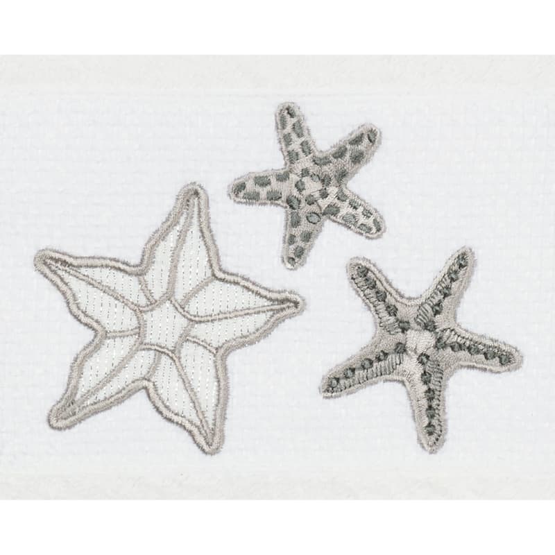 Authentic Hotel and Spa White Turkish Cotton Starfish Embroidered 4 piece Towel Set