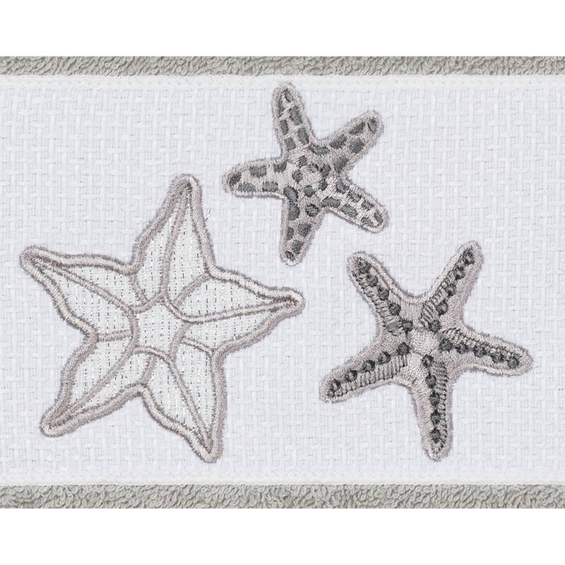 Authentic Hotel and Spa Grey Turkish Cotton Starfish Embroidered 4 piece Towel Set