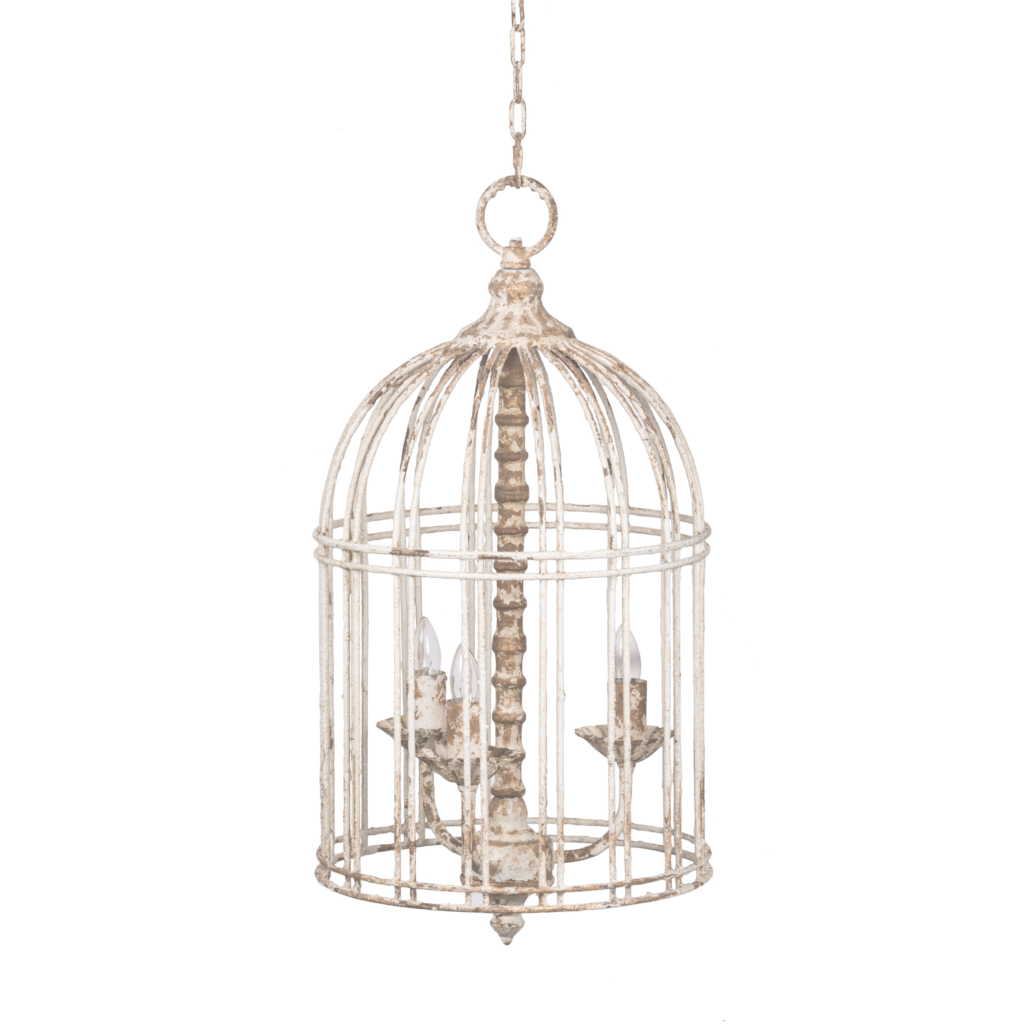Donalt 4-light White and Gold Caged Chandelier - Chandeliers For Bedrooms by Overstock.com