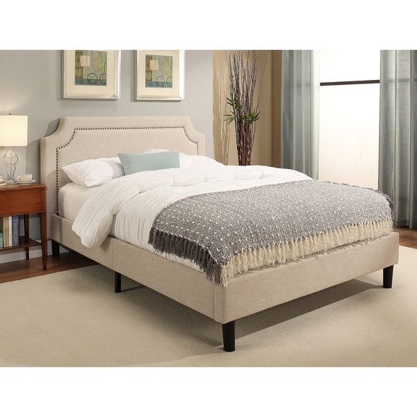 Shop Abbyson Allegro Cream Upholstered Queen Platform Bed ...